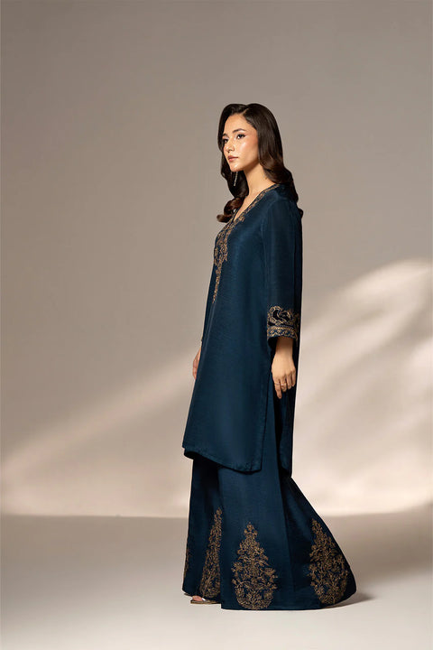 Blue Co ord Silk 2 Pc Shirt/Bottom