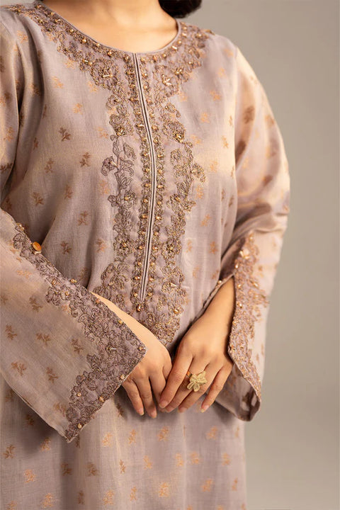 Lilac Masoori Jacquard Embroidered 3 Piece