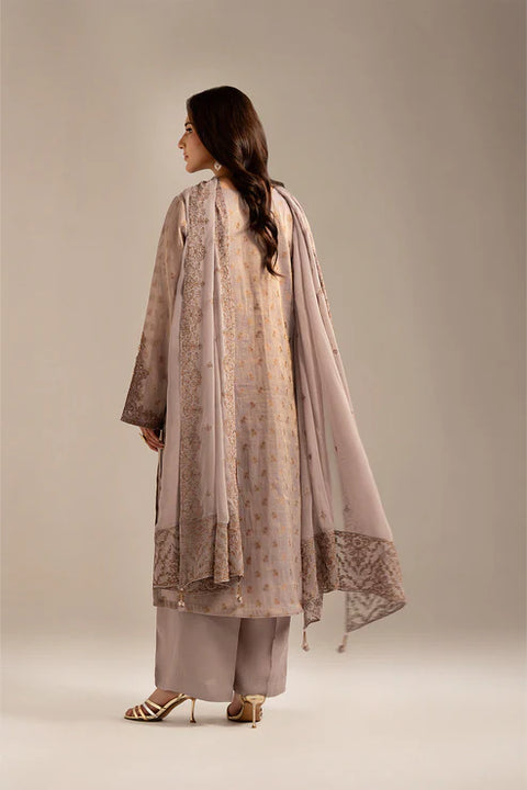 Lilac Masoori Jacquard Embroidered 3 Piece