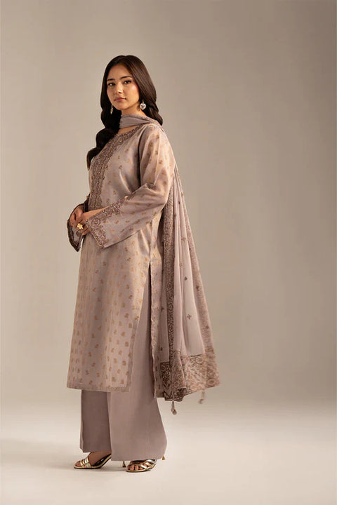 Lilac Masoori Jacquard Embroidered 3 Piece
