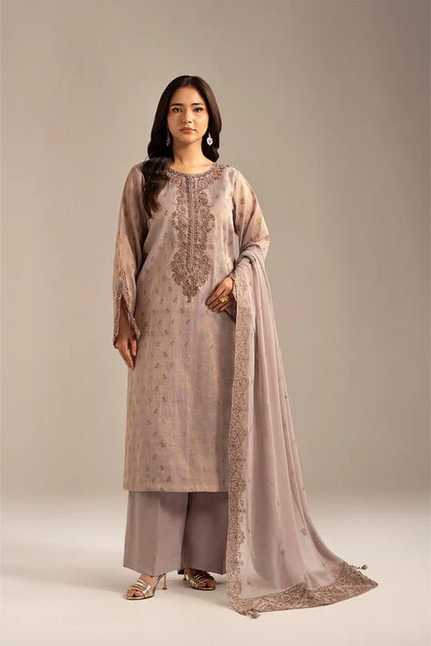 Lilac Masoori Jacquard Embroidered 3 Piece