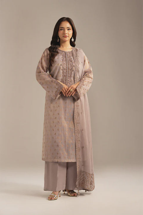 Lilac Masoori Jacquard Embroidered 3 Piece