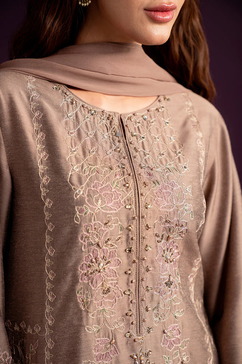 Foil Beige Cotton Silk Shirt/Culottes/Dupatta 3pc