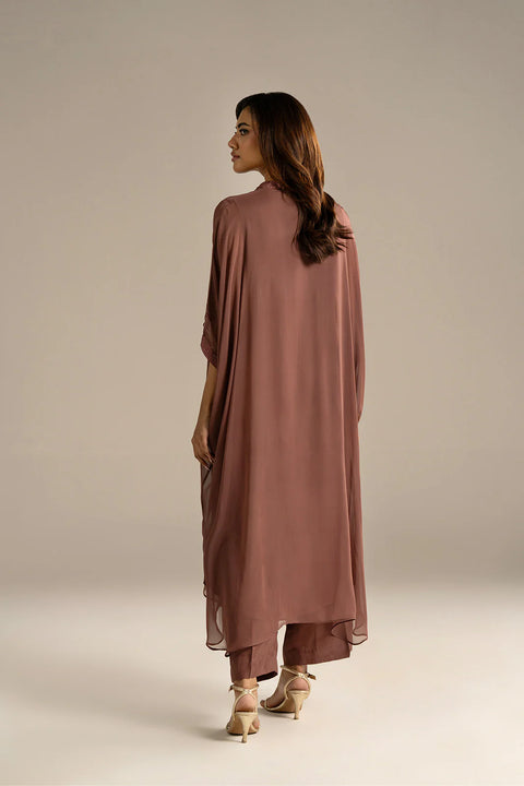 Mauve Flowy Kaftan chiffon 2 Piece Shirt/Bottom