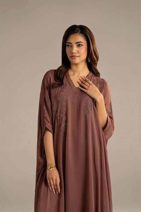 Mauve Flowy Kaftan chiffon 2 Piece Shirt/Bottom