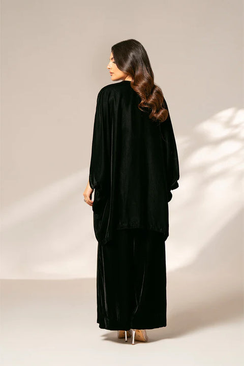 Royal Black Velvet kaftan 2 Piece