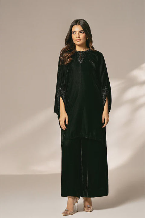 Royal Black Velvet kaftan 2 Piece