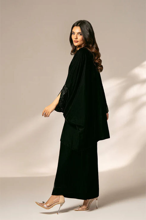 Royal Black Velvet kaftan 2 Piece