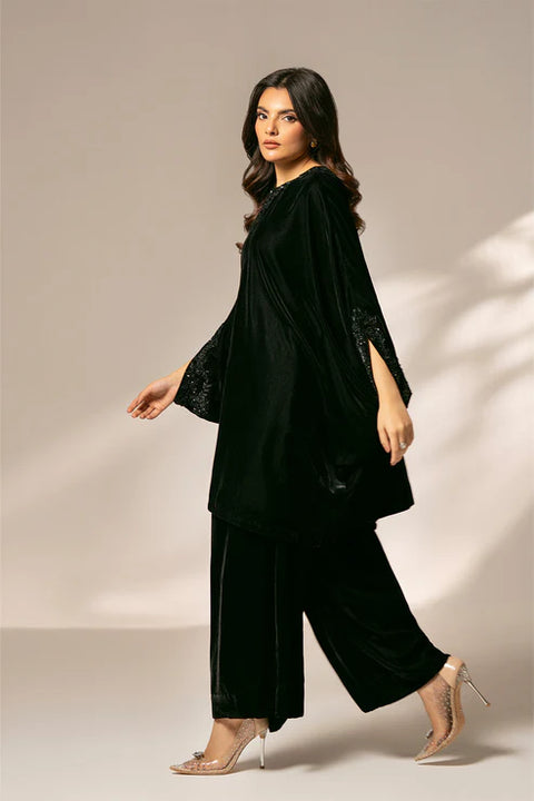 Royal Black Velvet kaftan 2 Piece