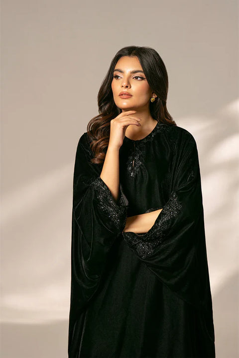 Royal Black Velvet kaftan 2 Piece