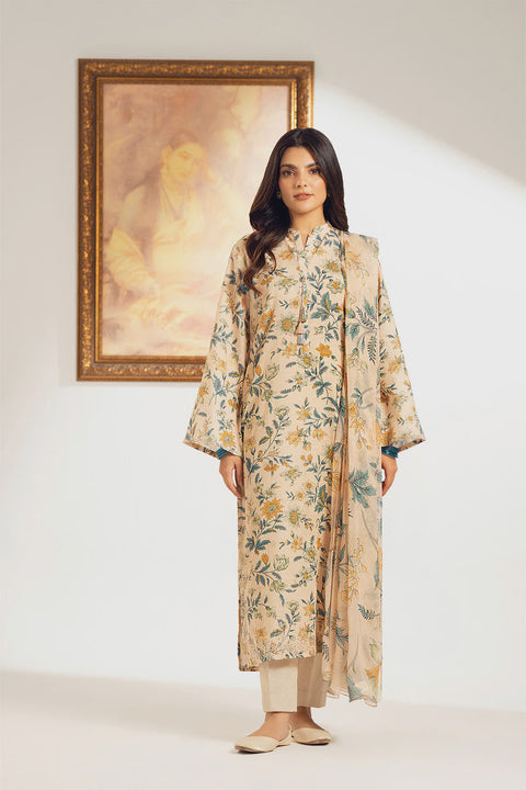 3 Piece Printed Slub Khaddar 3pc