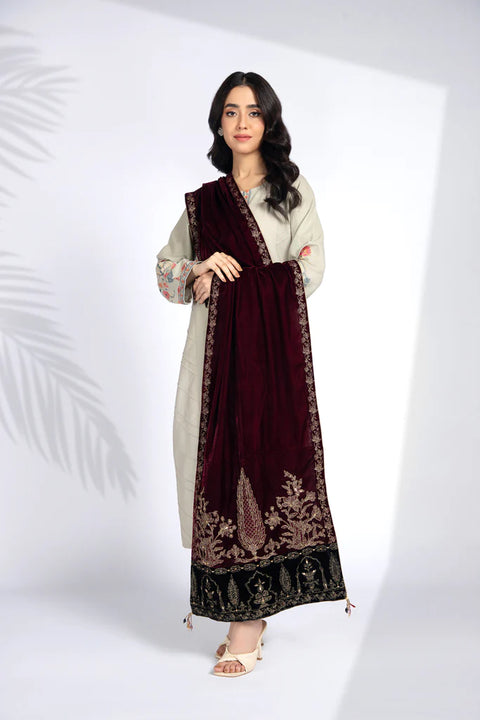 Maroon Velvet Shawl Saru
