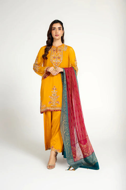 Chinyere Folk Impression 3-Piece Ensemble: Shirt, Shalwar, and Dupatta