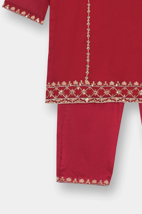 Red New Born Girls Range Embellished Kameez & Shalwar 2pc