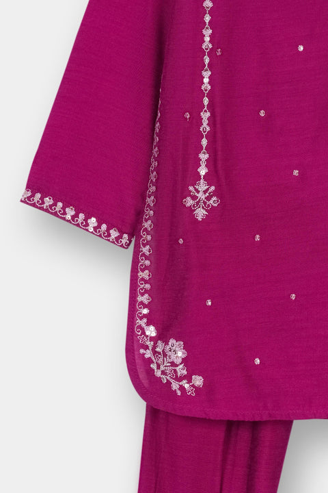 Magenta Infant Cotton Silk Kameez & Shalwar 2pc