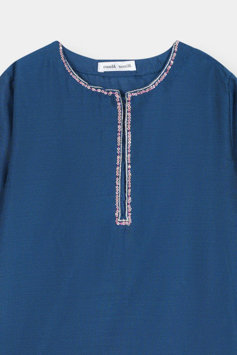 Blue Infant Cotton Silk Kameez & Shalwar 2pc
