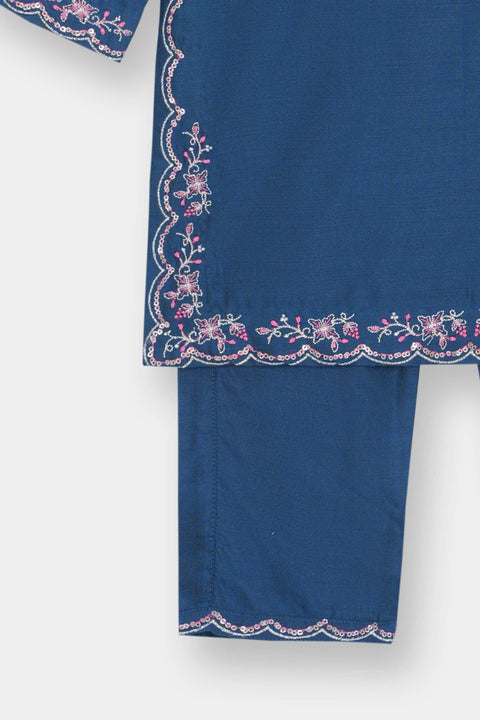 Blue Infant Cotton Silk Kameez & Shalwar 2pc