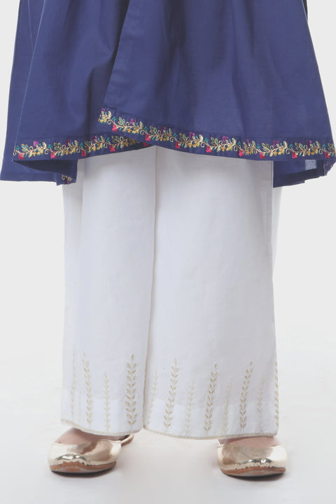 Girls White Embroidered Culottes Trouser
