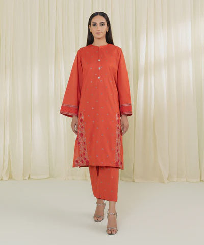 Sapphire 2 Piece - Rust Embroidered Lawn Suit