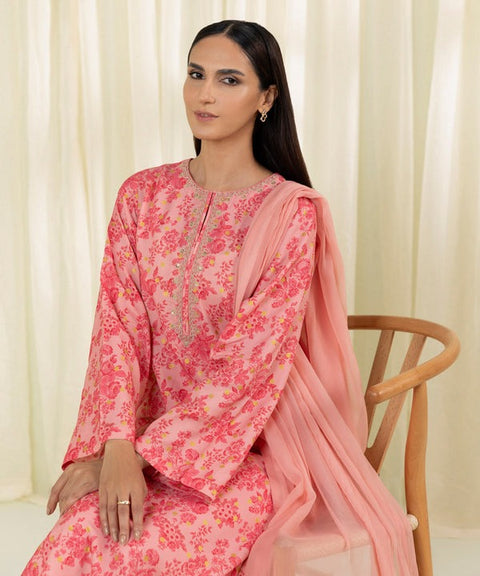 Sapphire 3 Piece  - Embroidered Raw Silk Suit