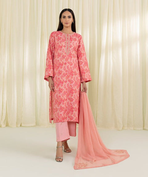 Sapphire 3 Piece  - Embroidered Raw Silk Suit