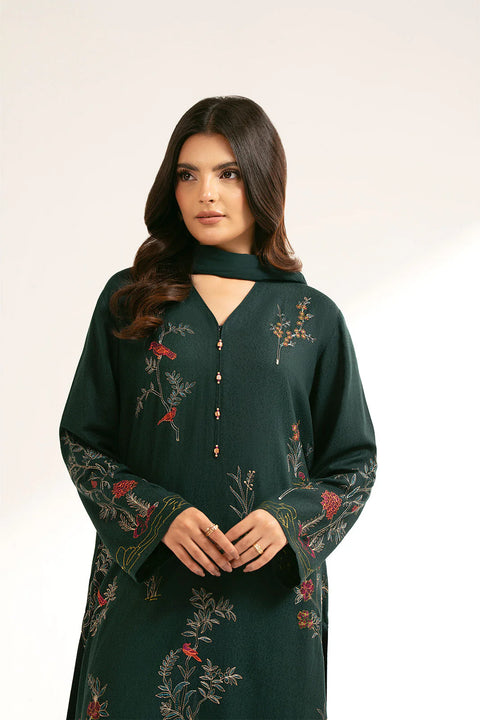 Teal Green Lawn Karandi Embroidered 3 Pc