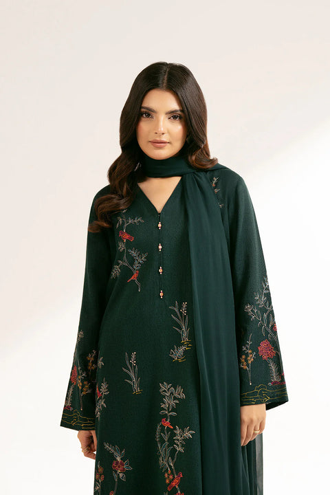 Teal Green Lawn Karandi Embroidered 3 Pc