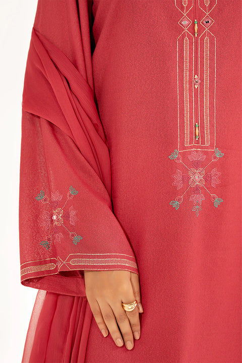 Tea Pink 3 Piece Lawn Karandi Embroidered Suit