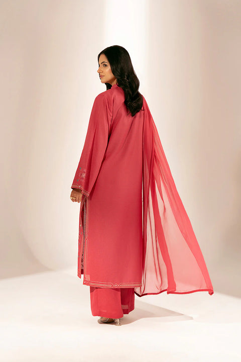 Tea Pink 3 Piece Lawn Karandi Embroidered Suit