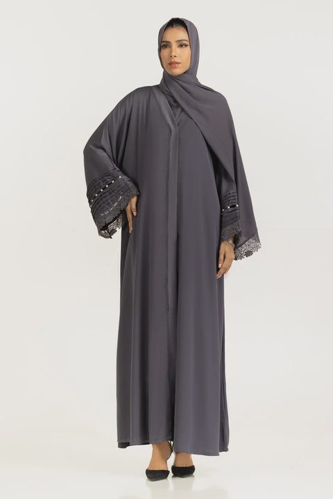 Viscose Georgette Embroidered Abaya With Embroidered Scarf