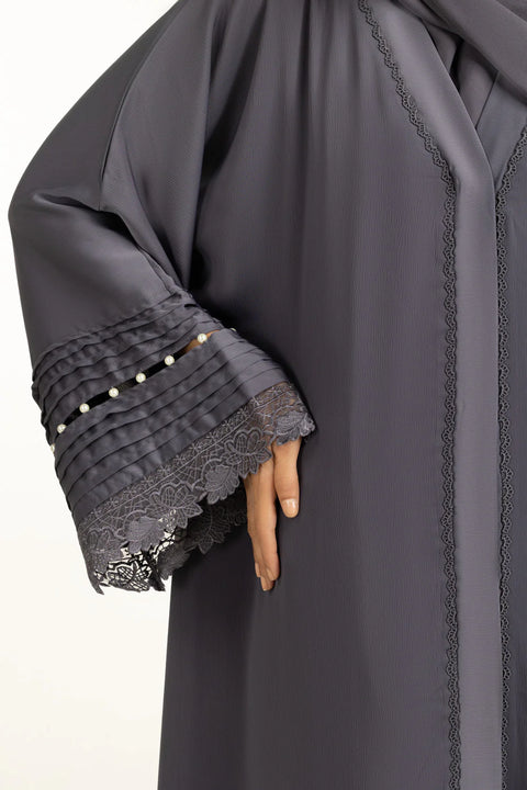 Viscose Georgette Embroidered Abaya With Embroidered Scarf