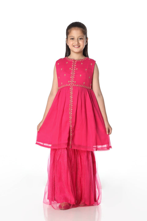 Pink Girls Kameez Ghararah 2pc