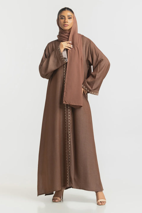 Blended Embroidered Abaya With Scarf