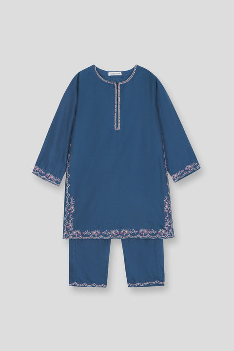Blue Infant Cotton Silk Kameez & Shalwar 2pc