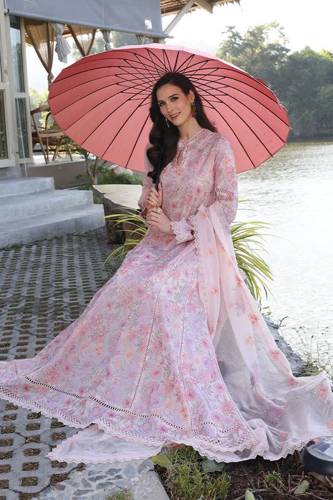 Bareeze Unstitched Pastal  Floral Bloom  3-Piece