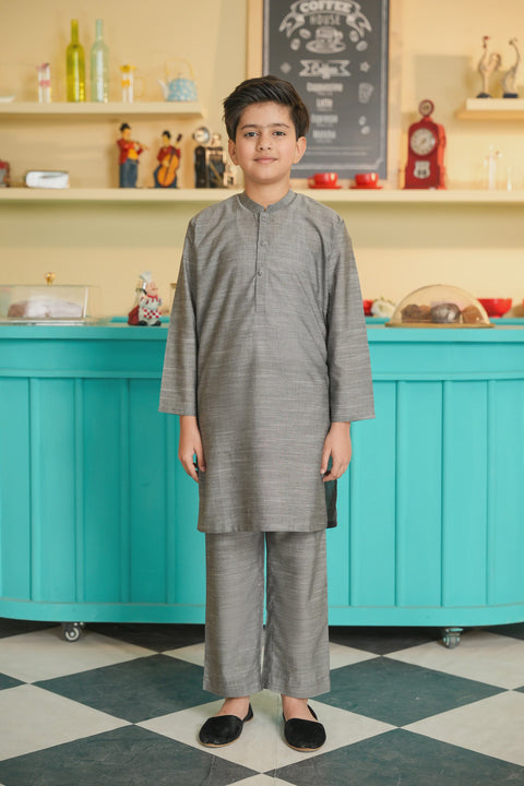 Dark Grey Boys Kurta & Trousers 2pc