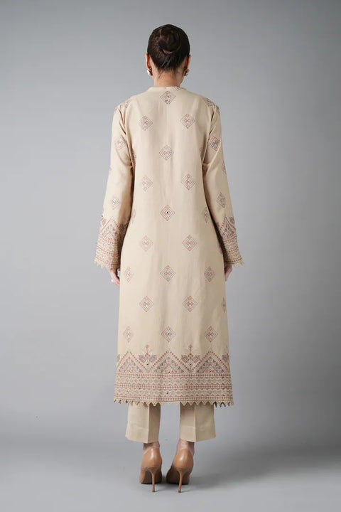 Bareeze Unstitched Lawn Karandi TRIBAL POSHAK-PATI SHISHA WORK with SHAWL 3pc