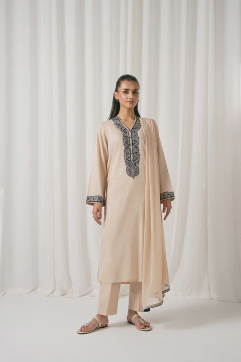 Skim and Blue 3 Piece Lawn Embroidered Suit 3pc
