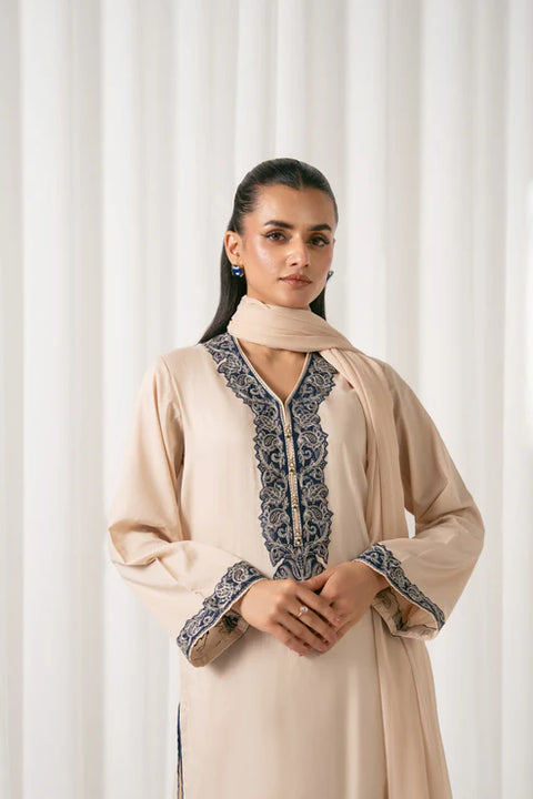 Skim and Blue 3 Piece Lawn Embroidered Suit 3pc