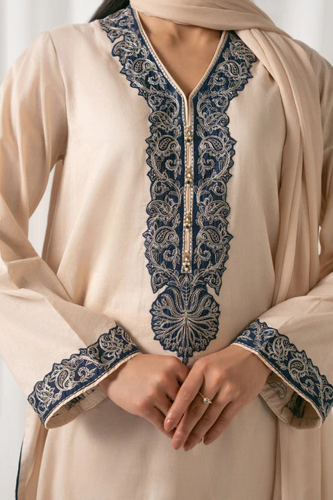 Skim and Blue 3 Piece Lawn Embroidered Suit 3pc