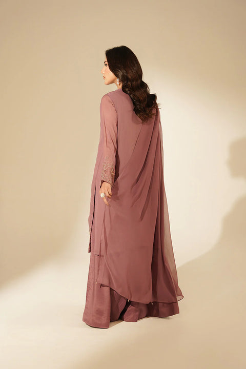 Light Mauve 3 Piece Chiffon Embroidered Suit