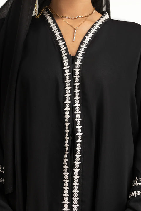 Georgette Embroidered Abaya With Scarf