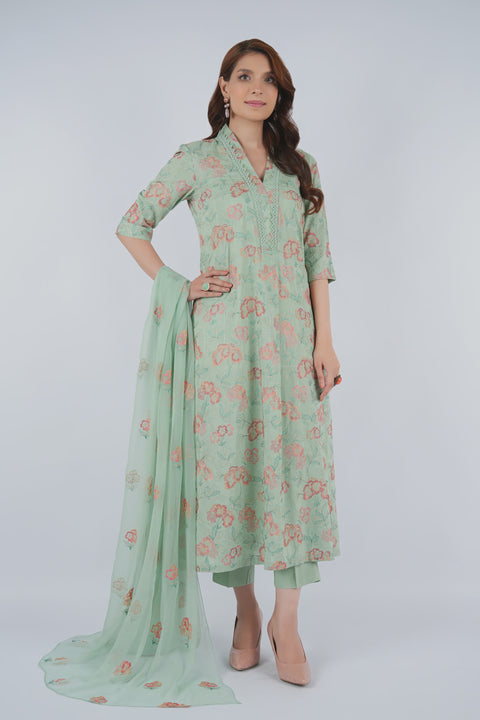 Bareeze Unstitched Micro Module  L Green Oasis 3pc