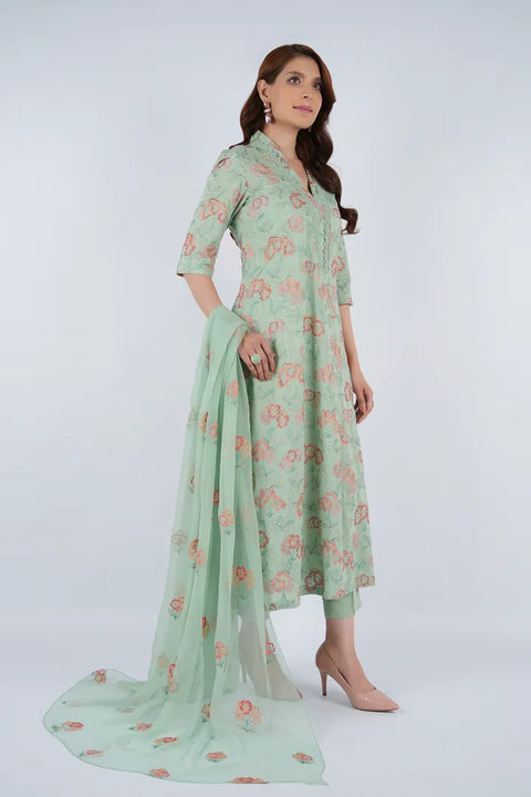 Bareeze Unstitched Micro Module  L Green Oasis 3pc