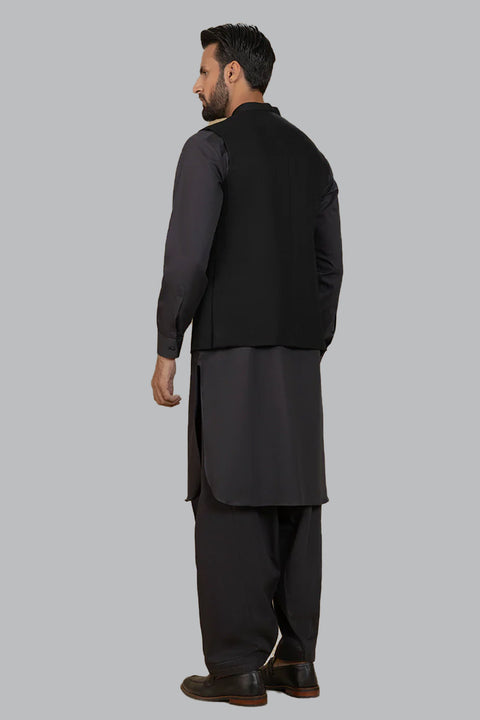 Burooj Man Black Waistcoat Regular Fit