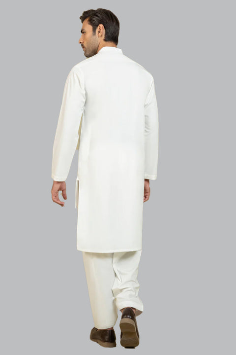 Burooj Man White Threaded Neckline Shalwar Kameez Regular Fit