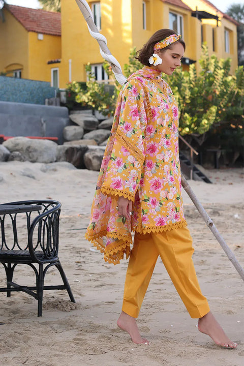 Bareeze Unstitched Printed Yellow  3-Pieces