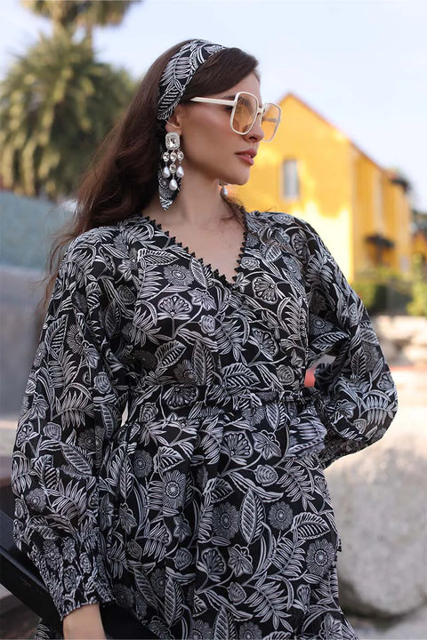 Bareeze Unstitched Black Printed 3-Pieces