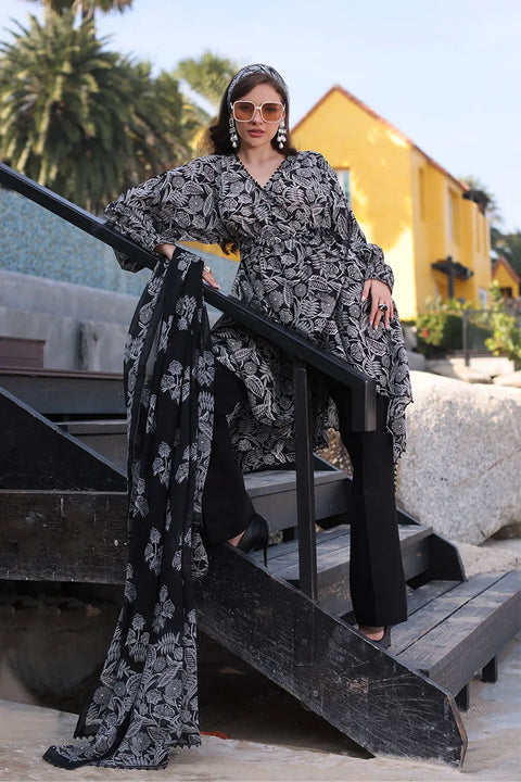 Bareeze Unstitched Black Printed 3-Pieces