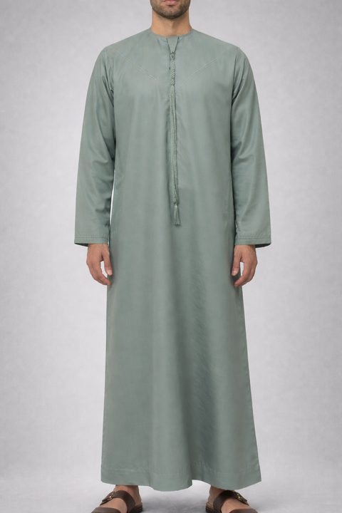 Burooj Emirati Men's Sage Ash Thobe / Jubbah